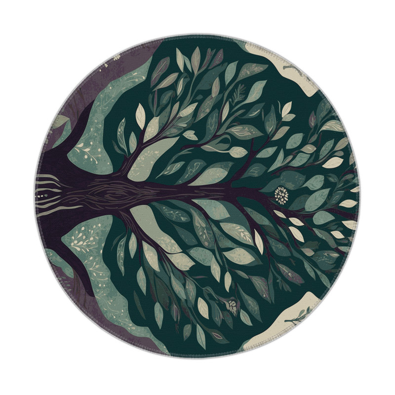 Midnight Arbor Indoor And Outdoor Area Rug, Round 5'