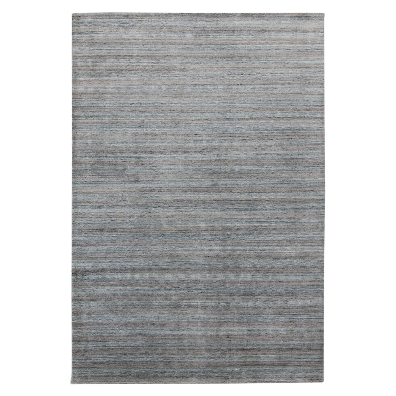 Tapis gris et bleu en laine tissé à la main 3 pi x 5 pi