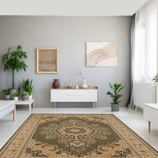 Tapis oriental vert / brun intérieur / extérieur Turkuaz