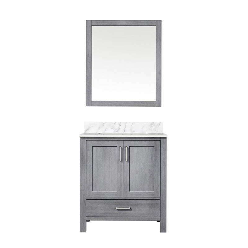 Meuble-lavabo de salle de bain 30 po X P 22 po D, plateau en marbre de Carrare Miroir, Gray, Grey