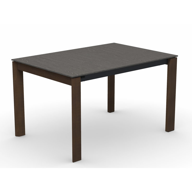 Eminence Extendable Solid Wood Dining Table, Matte Optic White, 35.5" W x 51.25" L, Beton Gray Melamine