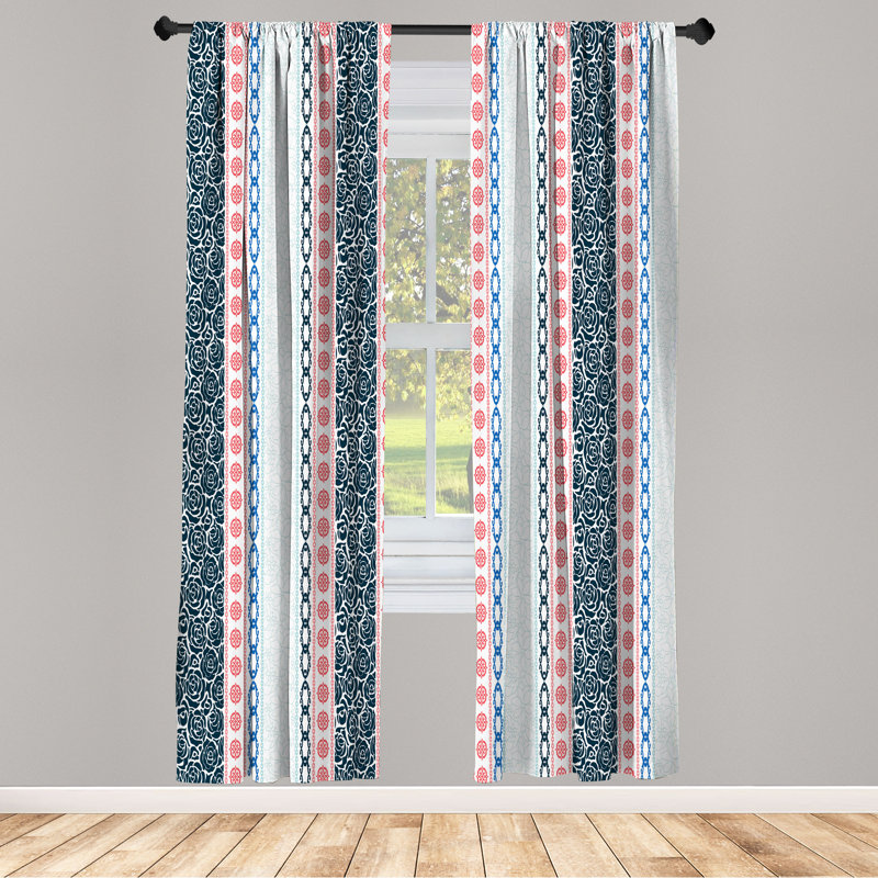 Dakota Fields Rose Curtains, Art Classical Victorian Motifs, 28" W x 84" L, Dark Teal