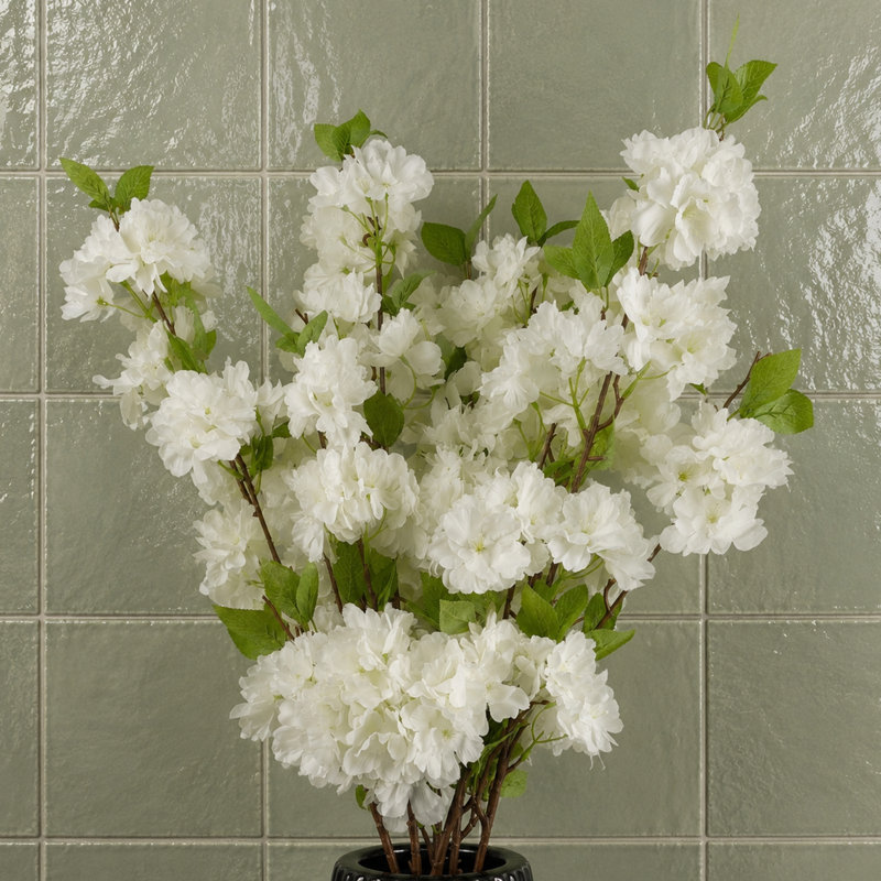 Pack of 6 x 100cm White Blossom Stem