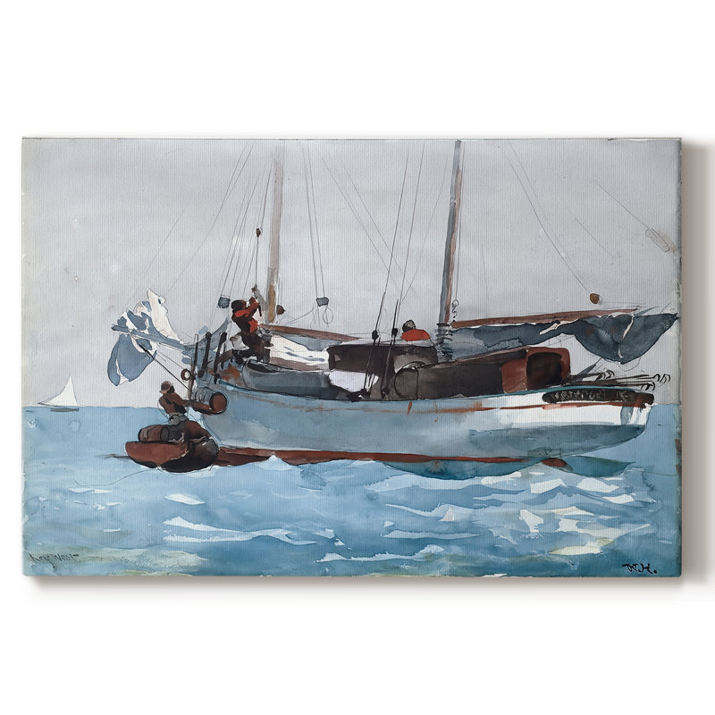 Sloop "Transport" (Gloucester Harbor)-Winslow Homer-Gallery Wrapped Canvas-c. 1873, 24x36
