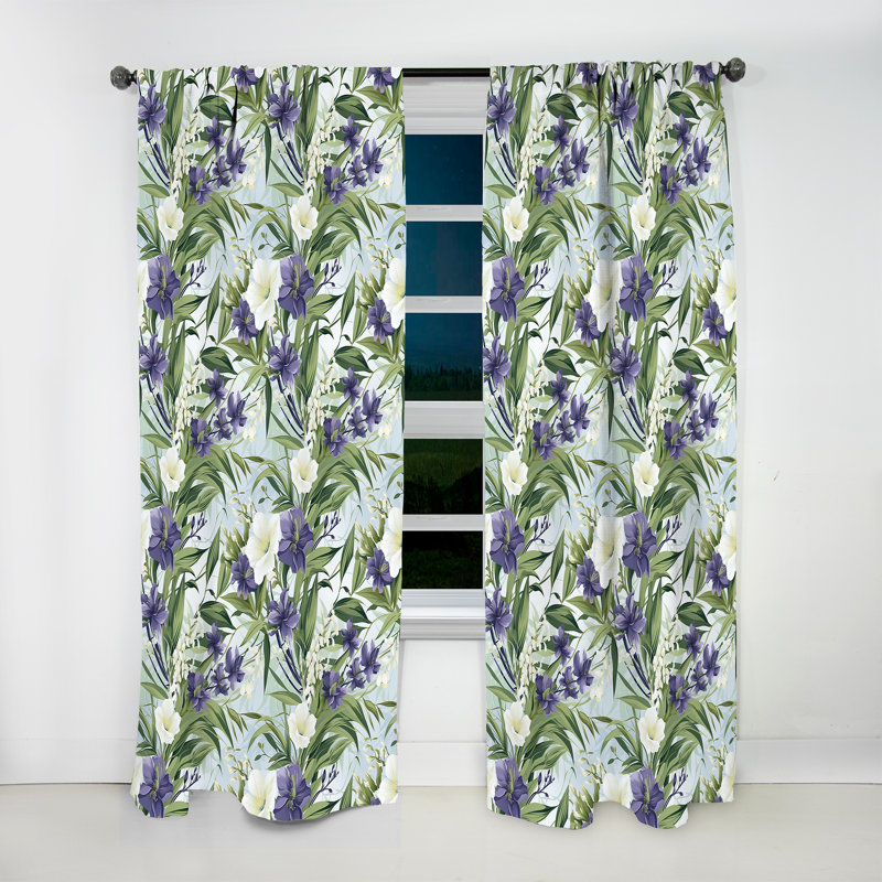 Rideau obscurcissant floral vert mauve et vert Serenade - 1 panneau, L 52 po x L 90 po