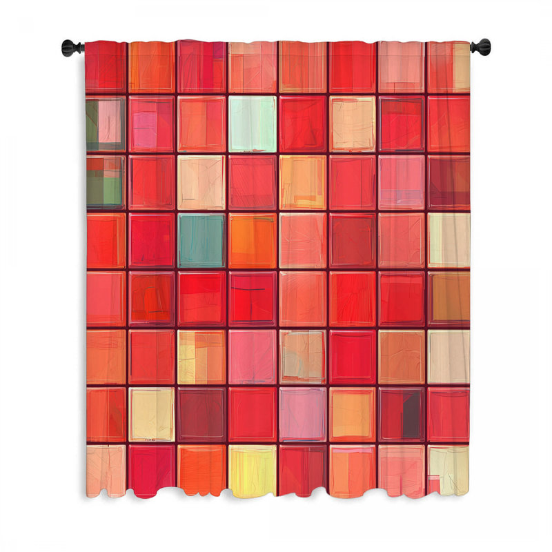 Rideaux rouges, voilages abstraits et voilages - 1 panneau, L 50 po x L 96 po