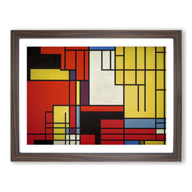 Cubism Abstract Vol.4 - Framed Print, 25cm H x 34cm W x 2cm D, Walnut