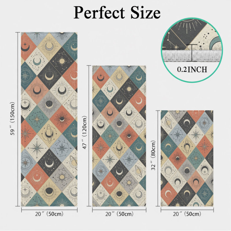 Celestial Patchwork Non-Slip Washable Kitchen Mats