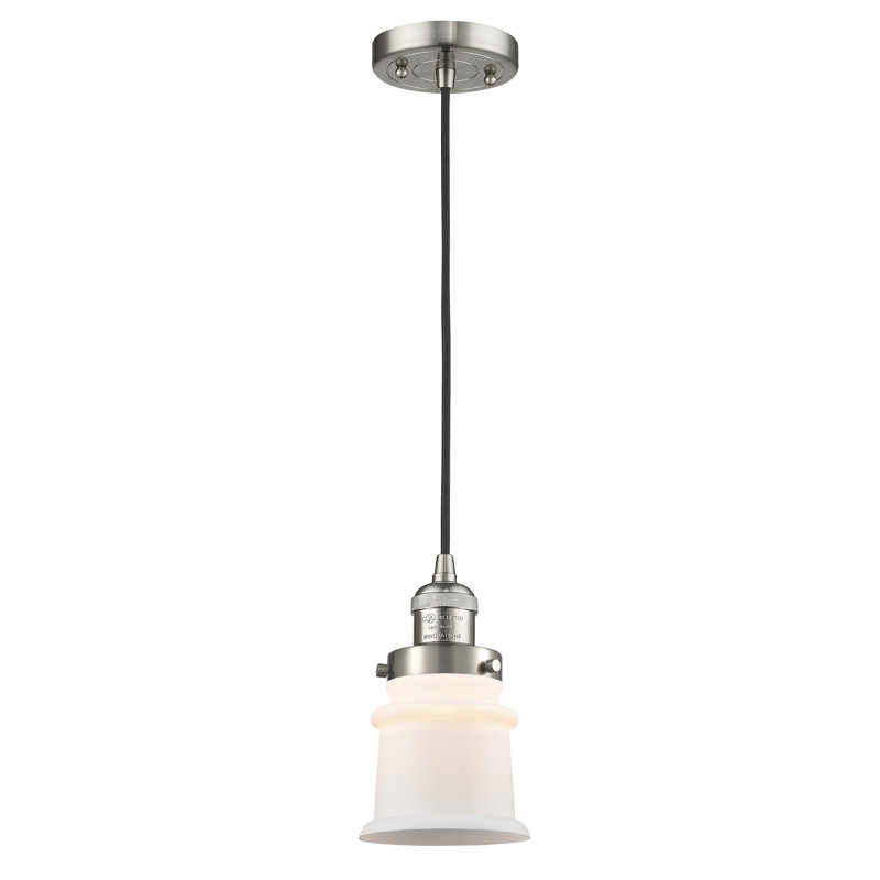Luminaire suspendu en forme de cloche à 1 lumière Alexandira, Ampoule non incluse, Blanc mat, Nickel satiné brossé