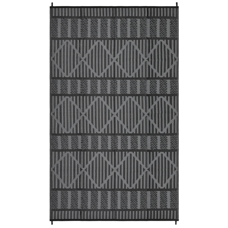 Outdoor Area Rug 9' x 12', Reversible Woven Polypropylene with Waterproof Finish, Geometric Pattern Patio Mat for Deck, Porch, Backyard or Beach