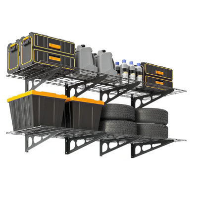 Ensemble de 2 tablettes de garage murales robustes de 2 pi x 6 pi, support de rangement en métal, étagères flottantes d'une capacité de 1 600 lb