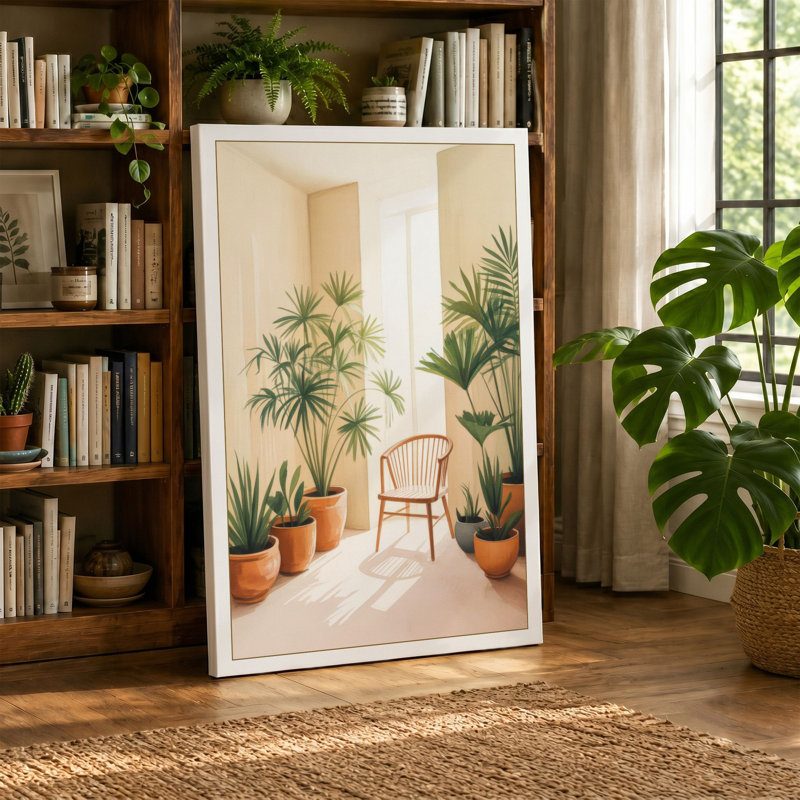 Quiet Corner Sanctuary Minimalist 1 Piece Wrapped Canvas Wall Art, 36x24 - 91.4 x 61.0 cm, White Border