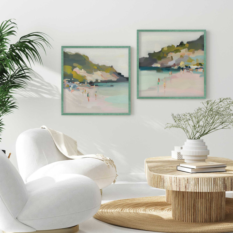 Ensemble de 2 pièces Sandy Spectrum encadrées sur papier par Azure Artisanal Studio, H 21 po x l 42 po x P 1,375 po