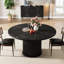 Table de salle à manger ronde cannelée noire 47,24 "avec base en métal pour 4 à 6 personnes