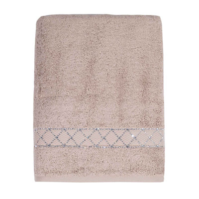 Sparkles Home Atlas Rhinestone Bath Towel | Glamorous Cotton Terry Towel with Glittering Cross Design
