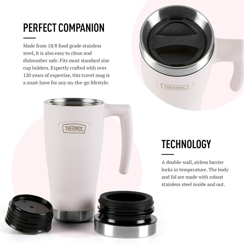 Icon Series Stainless Steel Travel Mug 470ml - Green, Pink