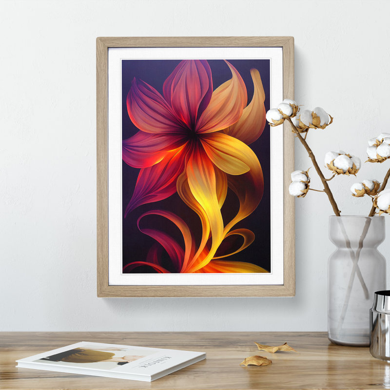Flower Abstract No.1 - Wall Art, 64cm H x 46cm W x 2cm D, Oak Framed