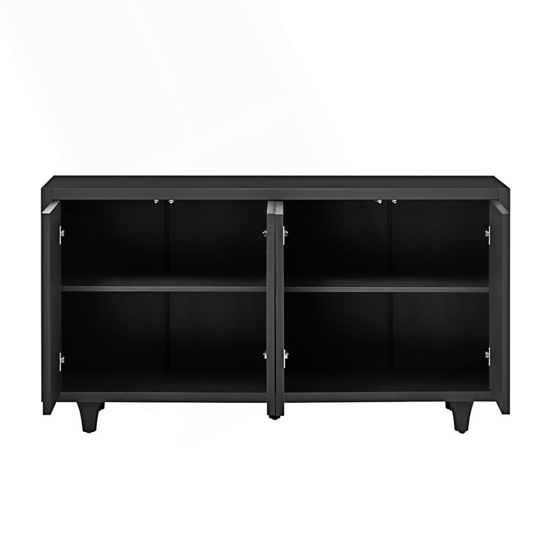 Élégante armoire de rangement, buffet avec portes incurvées, Noir