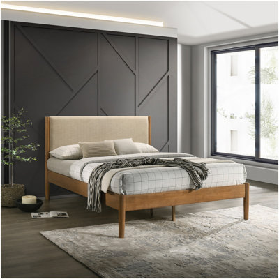 Vichy Rubberwood Platform Bed In Light Walnut, Queen