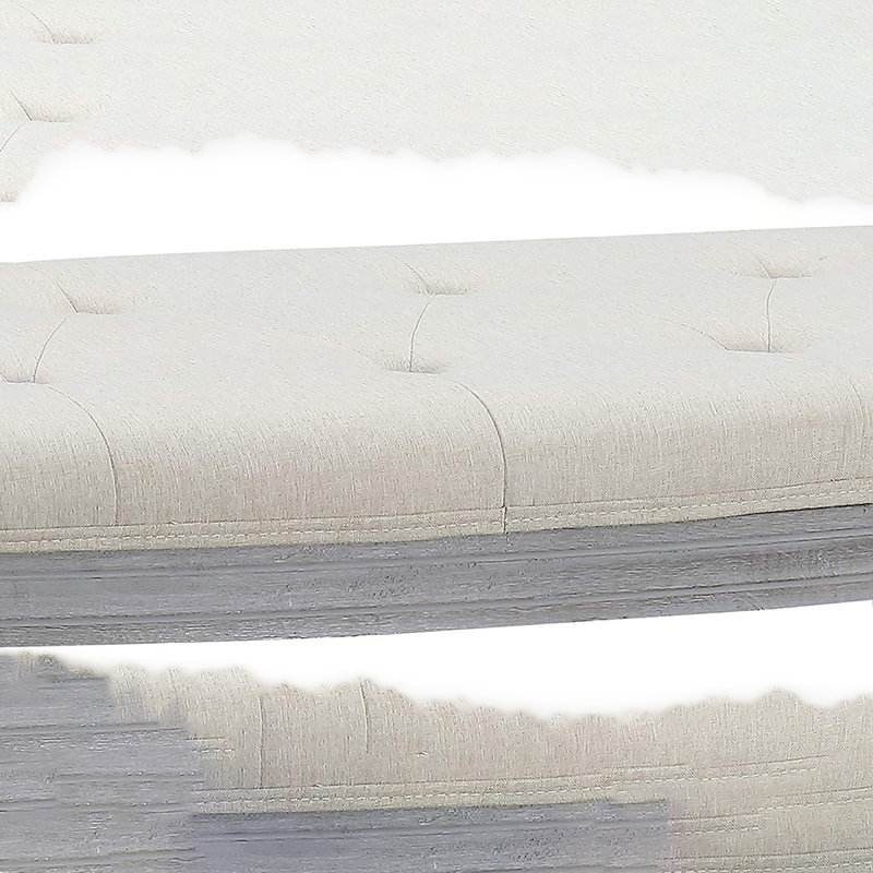 Banc rembourré capitonné beige clair Coastal
