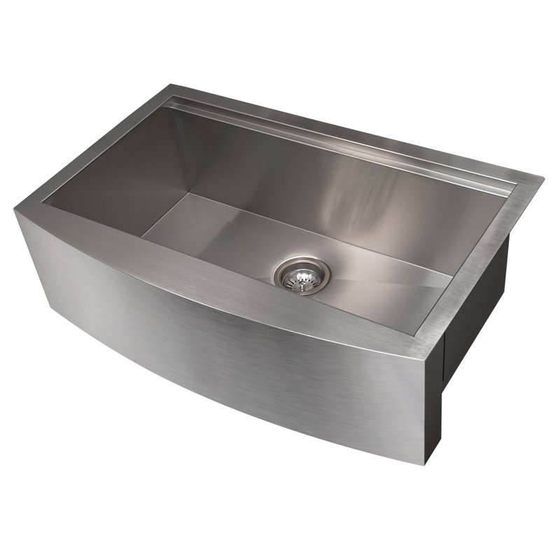 ZLINE 33" Moritz Farmhouse Apron Mount Single Bowl Stainless Steel Kitchen Sink with Bottom Grid and Accessories