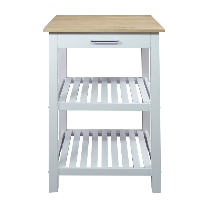 Table de préparation en bois massif de 40 po Herriott, Blanc, 36,5 po H x 23 po l x 20 po P