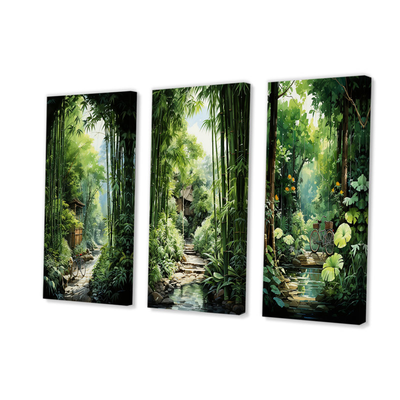Jade Journey Green Forest, H 28 po x l 36 po, Toile tendue