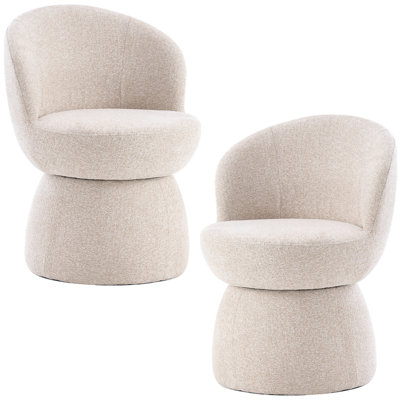 Modern Upholstered Dining Chairs, Boucle Fabric Swivel Barrel Chairs, Wingback Side Chairs, Vanity Chairs
