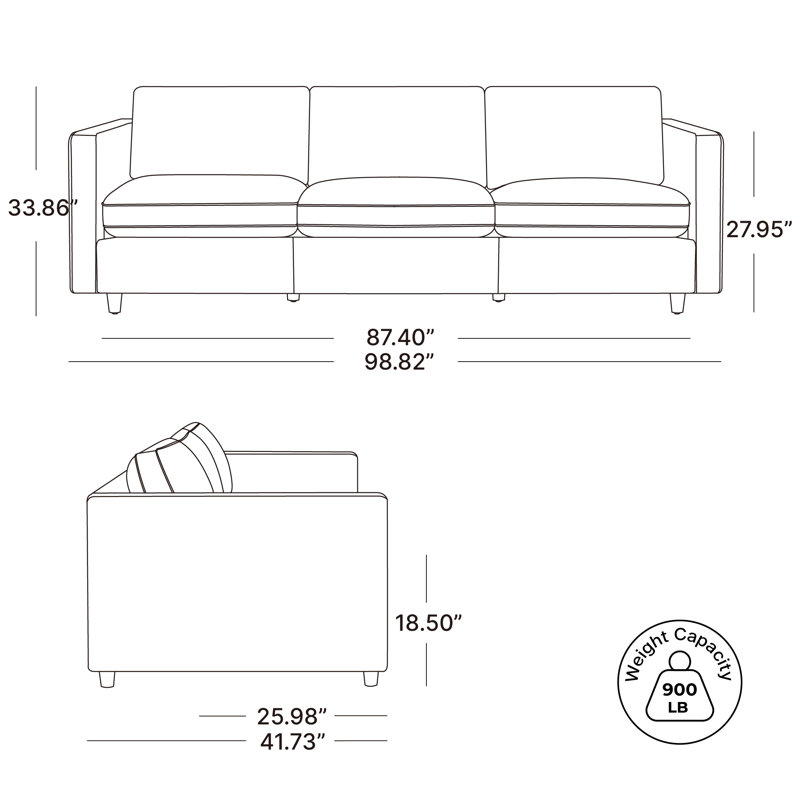 Fleetwood 98.82'' Upholstered Sofa