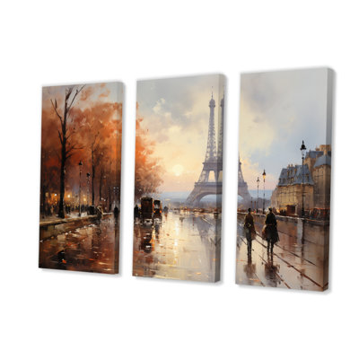 «French Paris In 1920S II» sur toile, reproduction de 3 pièces