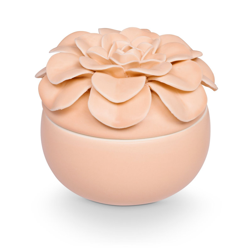 Go Be Lovely Ceramic Flower Candle, Blood Orange Dahlia, Ceramic Flower