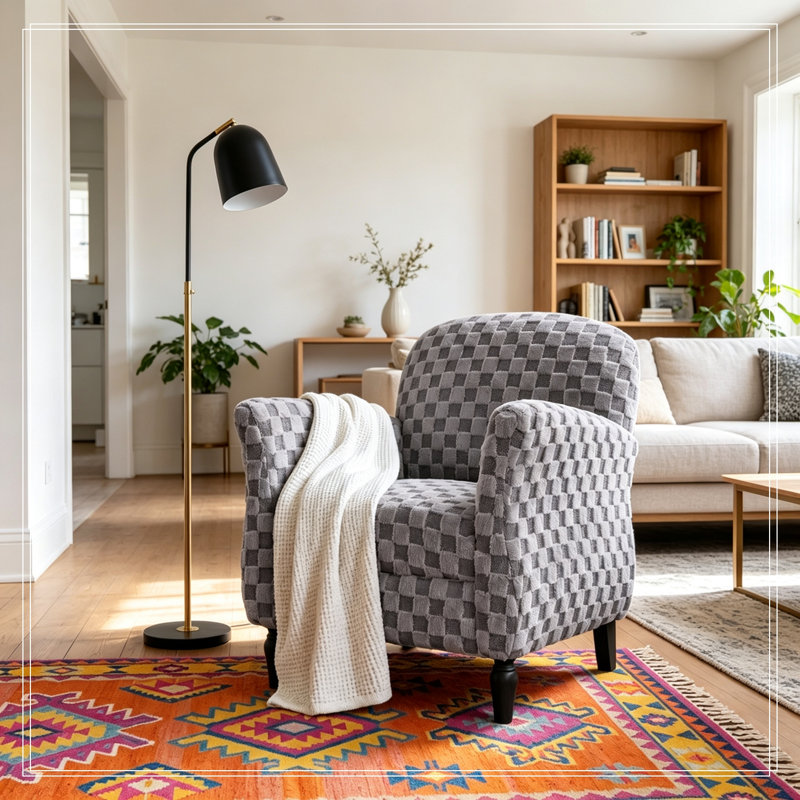 Fauteuil d'appoint rembourré avec pieds en bois, Gris fumé