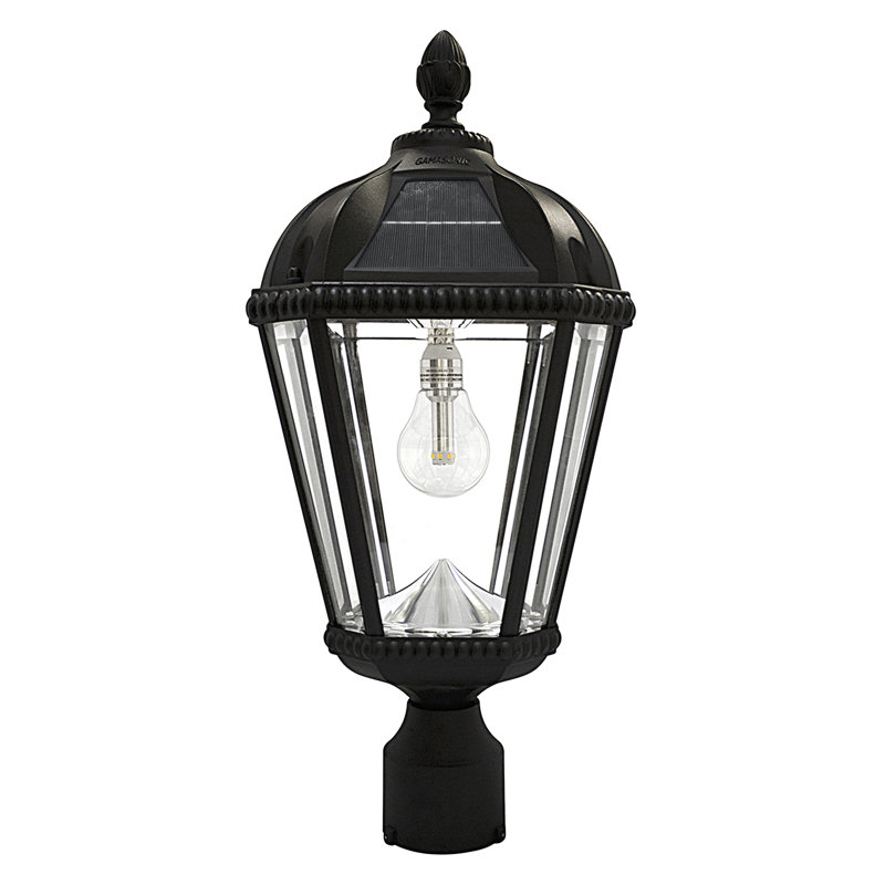 Easy Install Royal Bulb Solar Light with 3" Fitter Black, Black, Beveled
