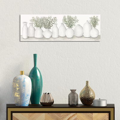 White Vases Still Life by Cindy Jacobs - Panoramic Painting on Canvas