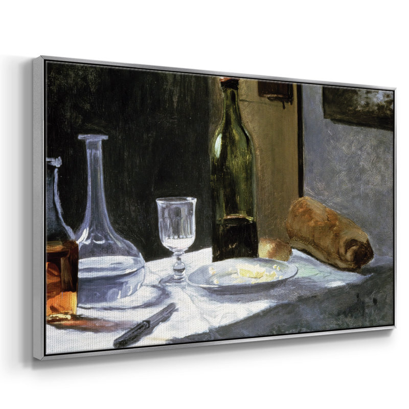 Still Life With Bottles, 1862, reproduction d'art sur toile, H 25 po x l 37 po x P 2 po, Argenté