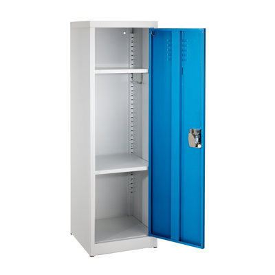 48" H x 15" W Steel 1-Door Key Lock Single Tier Kids Locker - Student Storage for Schools, Gym, Home - Includes Shelf, Hooks, Ventilation & Card Holder - Easy Assembly