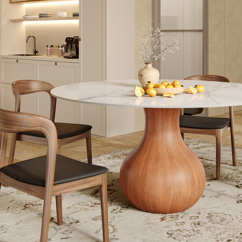 Mid-Century Modern Dining Set For 4/6/8, 29.52"H x 47.24"L x 47.24"W