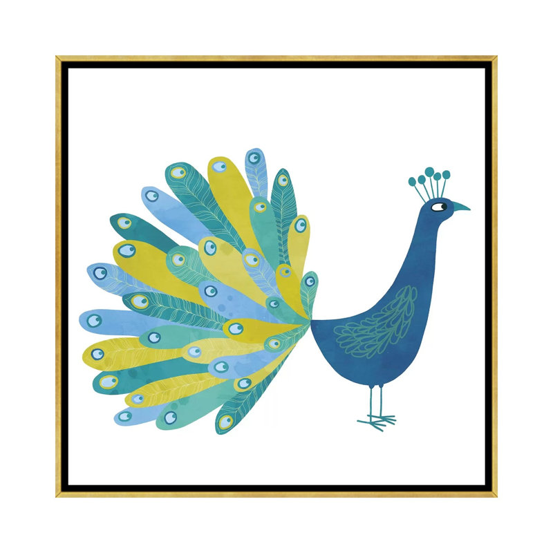 « Peacock » par Nic squirrell-impression, H 26 po x l 26 po x P 1,5 po, Pas de tapis, Toile encadrée d'or