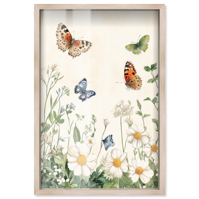 Décoration murale "Meadow Dance of Wings" par Art Remedy, cadre blond, 31 x 46