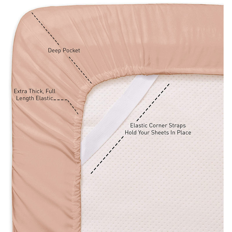 Microfiber Sheet Set, Queen Sheet Set with 2 Pillowcases, Peach