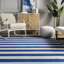 Tapis bleu / blanc en coton Massengale-401302921