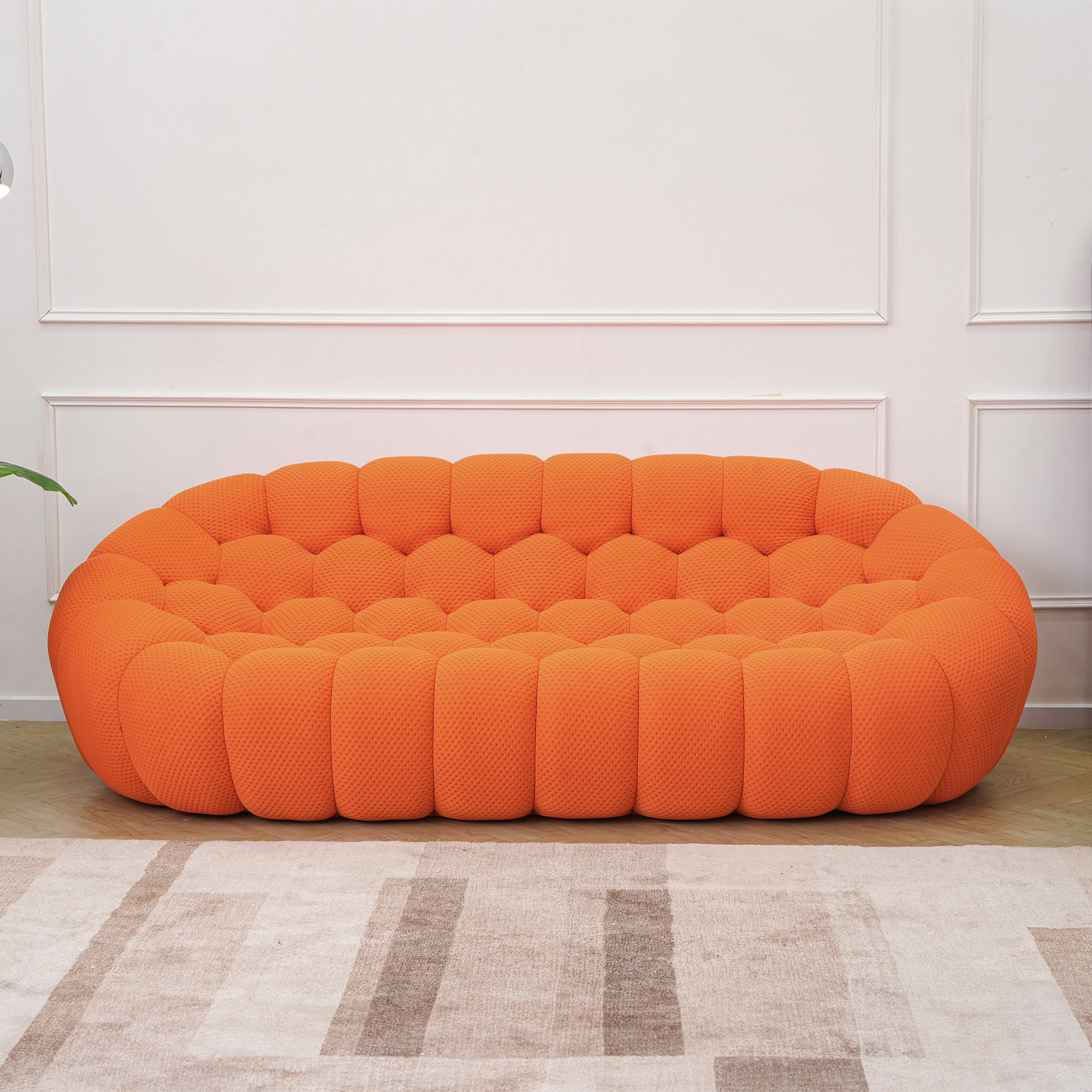 Cherica 98.43'' Orange Upholstered Sofa