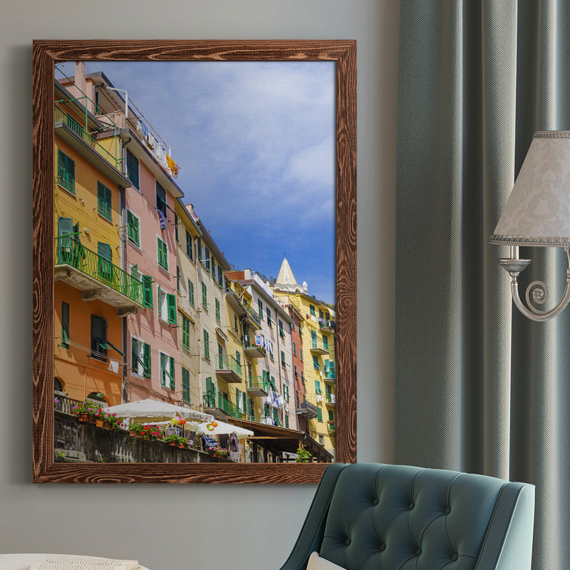 Aleashia Cinque Terre, reproduction d'art sur toile, H 43,5 po x l 31,5 po x P 1 po, Cadre érable