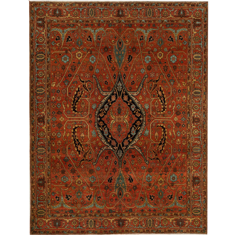 Tapis rouge et rouge noué à la main de haute qualité