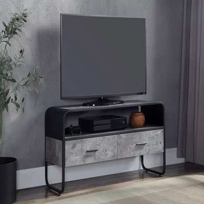 Meuble télé à finition béton gris et noir
