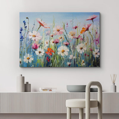 Vibrant Wildflower Bright Colorful Wild Flowers Daisy Garden Floral & Botanical Framed Canvas Print Wall Art -  IDEA4WALL, CVS-A02-2307-NA03-12x18