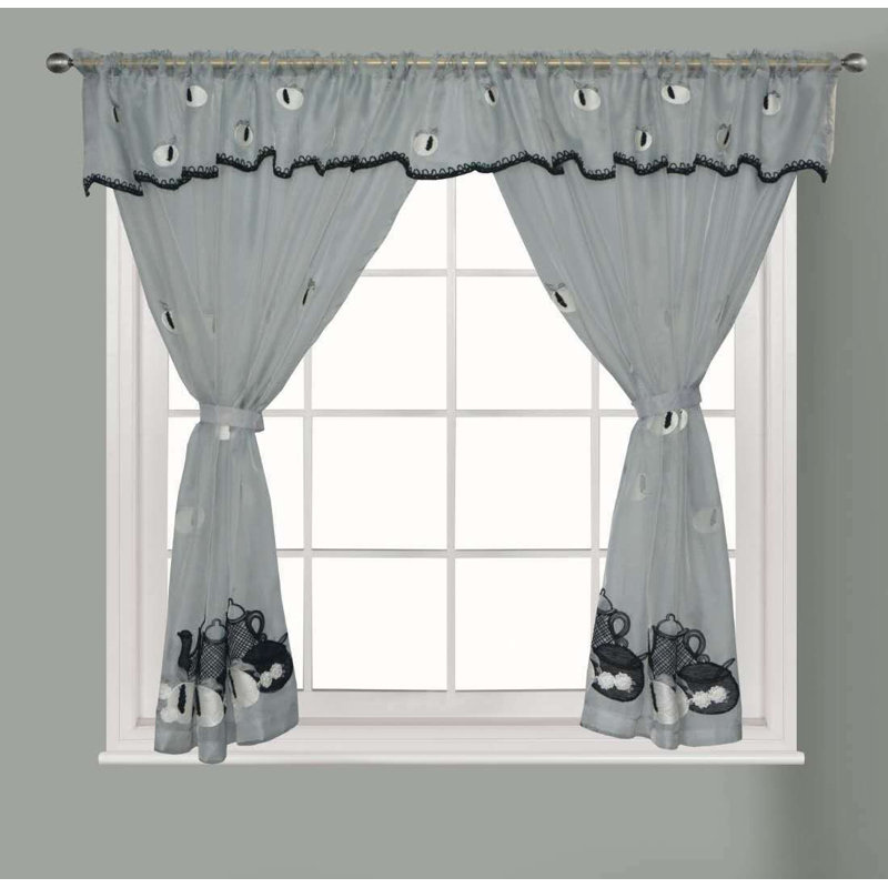 Klatt Semi Sheer Curtain Panel Pair, Silver, 121.92cm W x 91.44cm D
