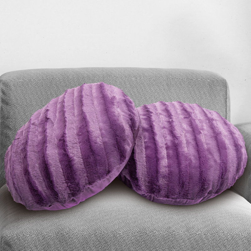 Textured Faux Fur Throw Pillow, Purple
