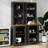2-Piece Freestanding Tall Cabinet With Walnut Top, Open Storage Bookshelf With Curved Design, Anti-Tip Device-2008827025