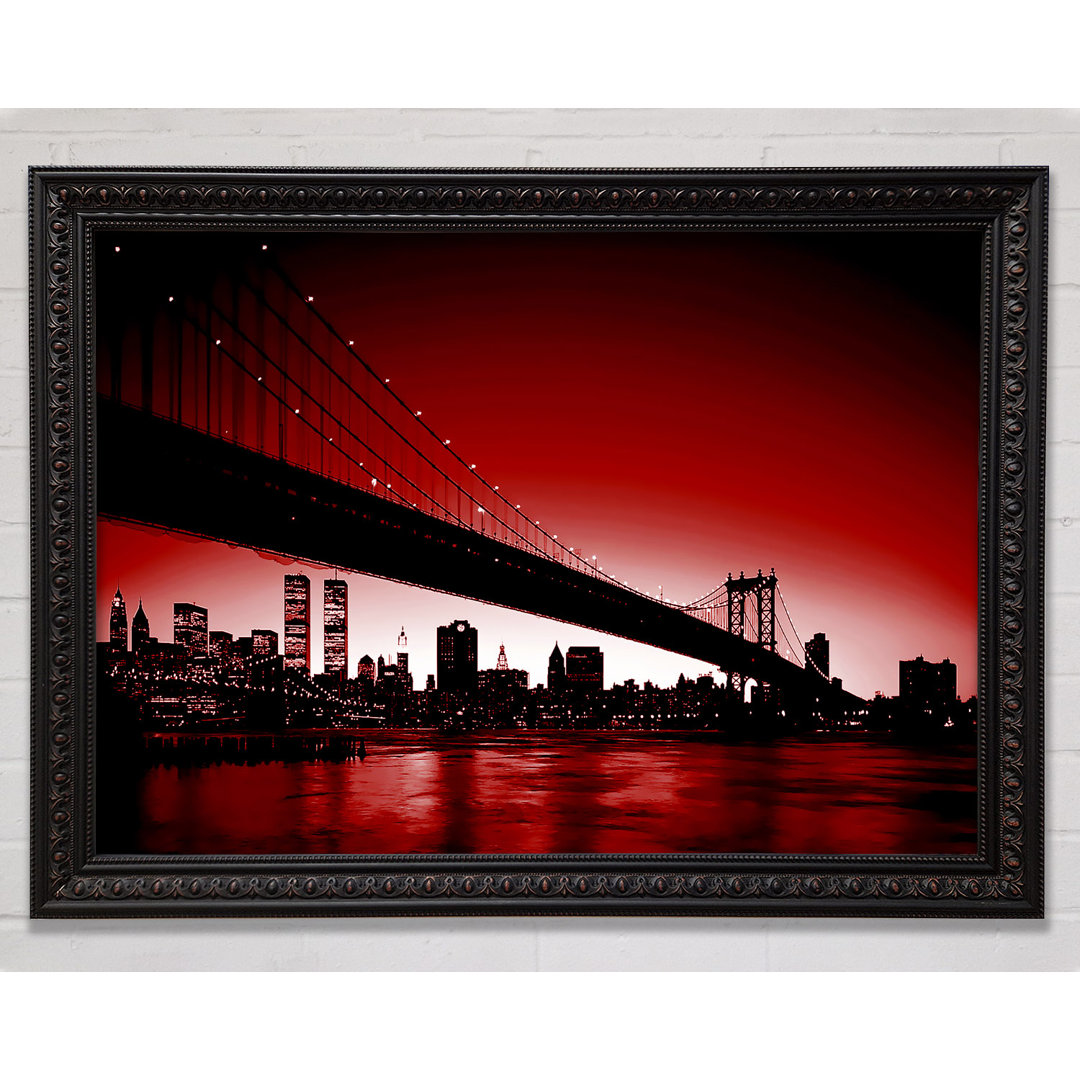 Gerahmtes Leinwandbild New York City Afar in Rot